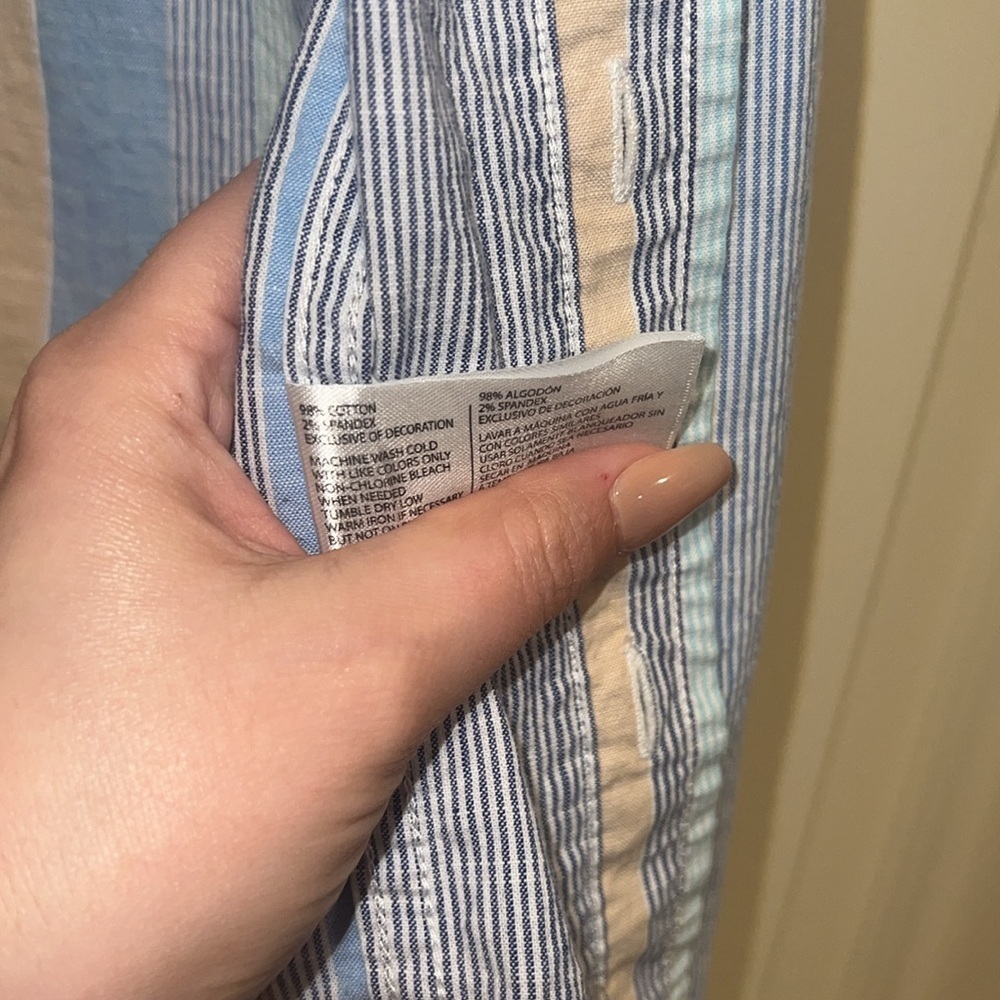 Men's U.S. Polo Assn. Blue and Tan Striped Button-Up Shirt - Picture 5 of 5